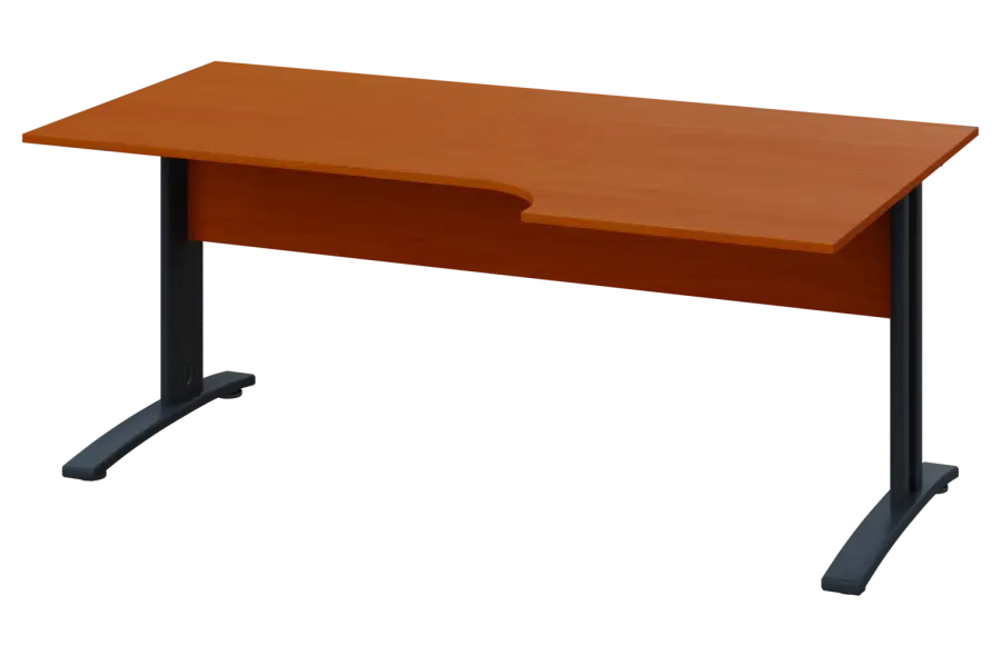 CRK 18 - 186 stůl kancelářský, rohový, pravý, kovová podnož černá, deska 18 mm, široký 1800 mm, třešeň šumavská